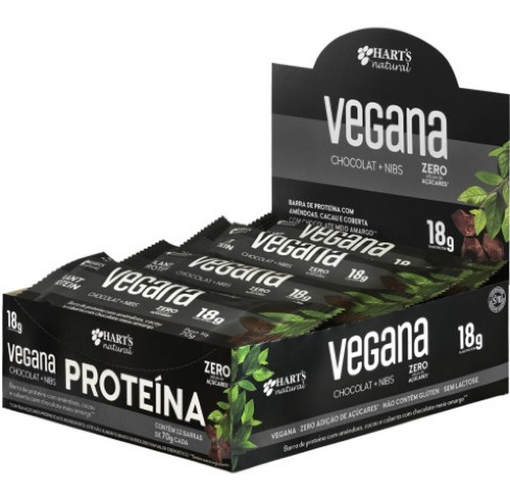 Barra De Prote Na Vegana Chocolate Nibs Zero Harts Natural Nutribio