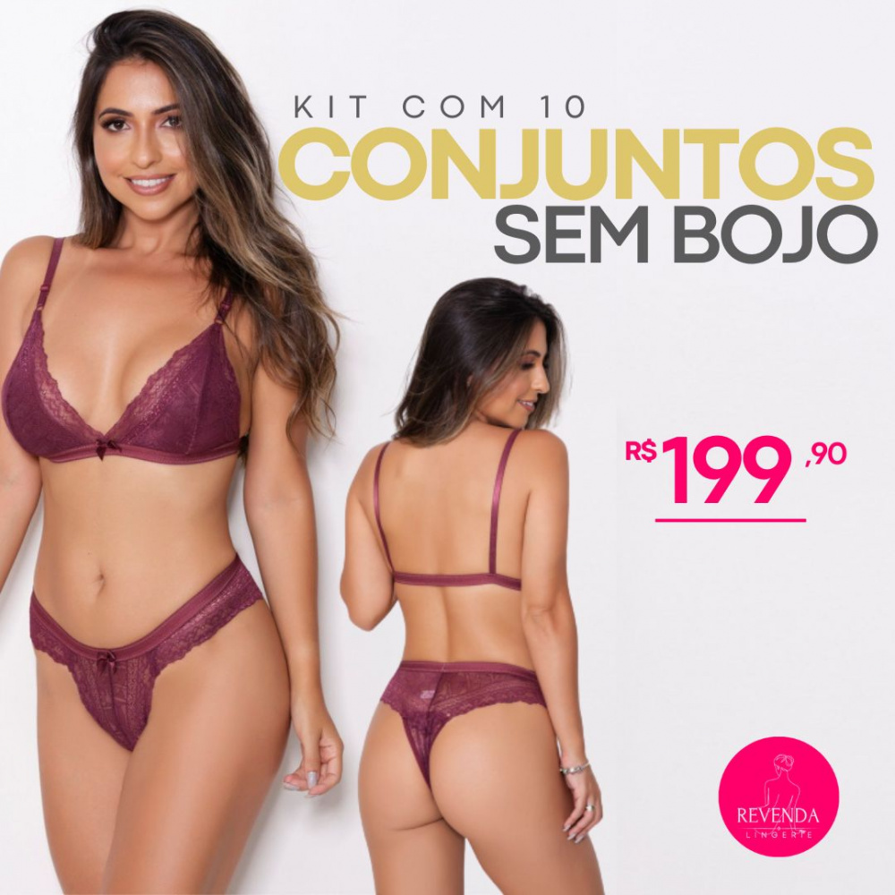 10 Conjuntos Lingerie sem Bojo Revenda Lingerie Preços de Fábrica