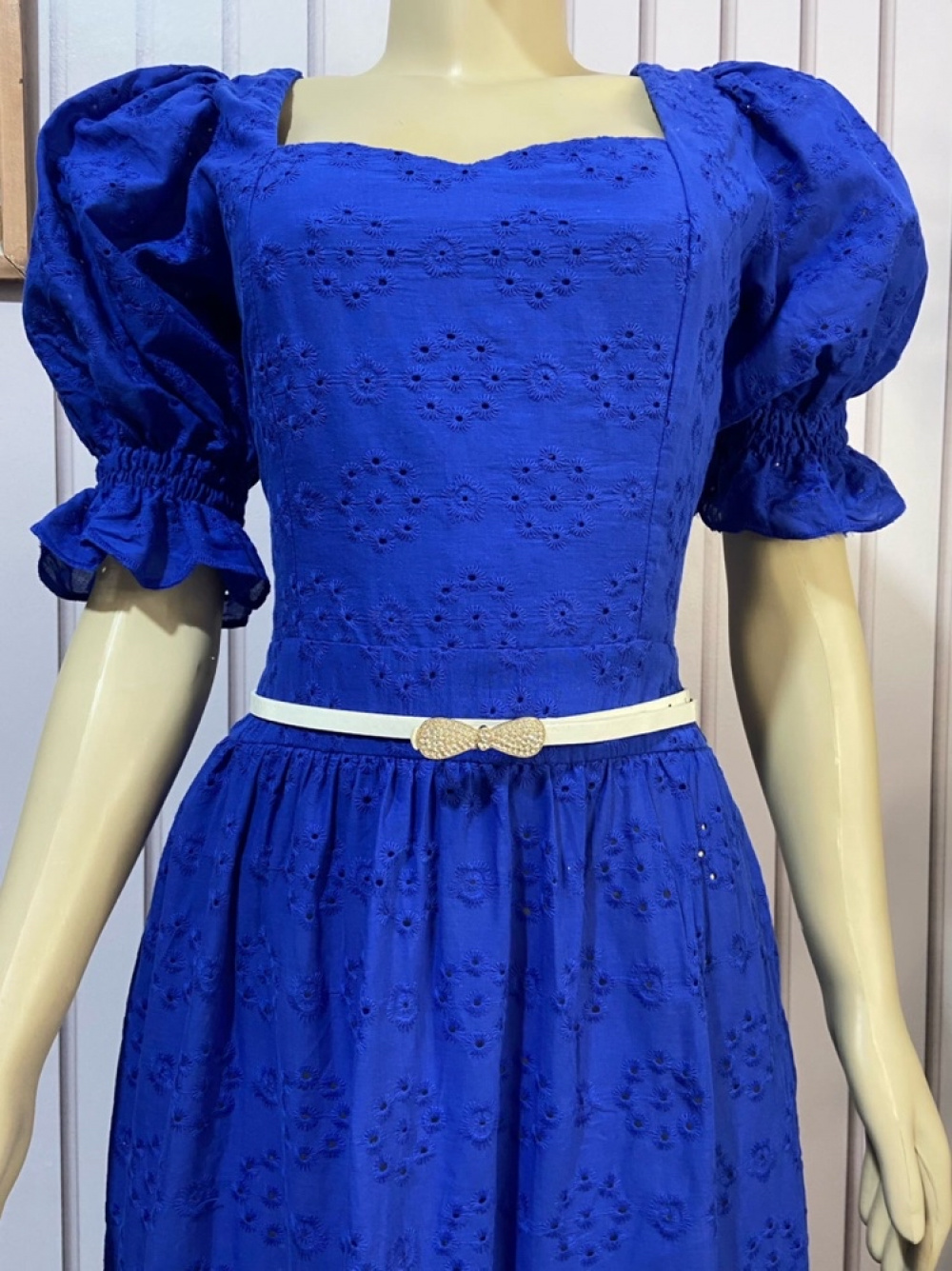 Vestido Laise AZUL Tam Único Princesa Moda Modesta