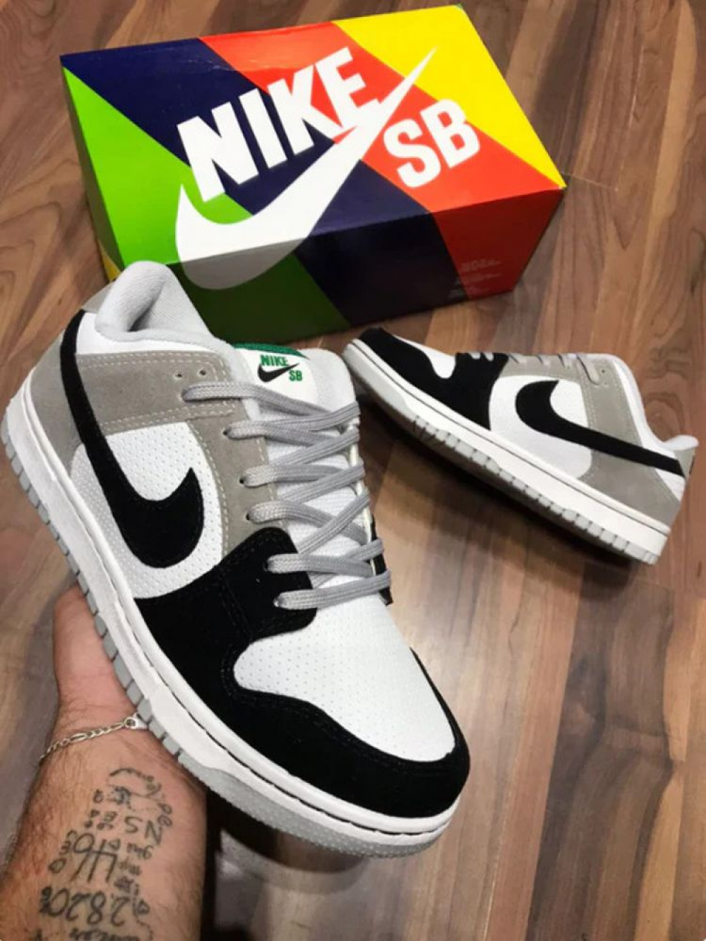 T Nis Sb Dunk Low Chlorophyll Cinza Rede Sneakers