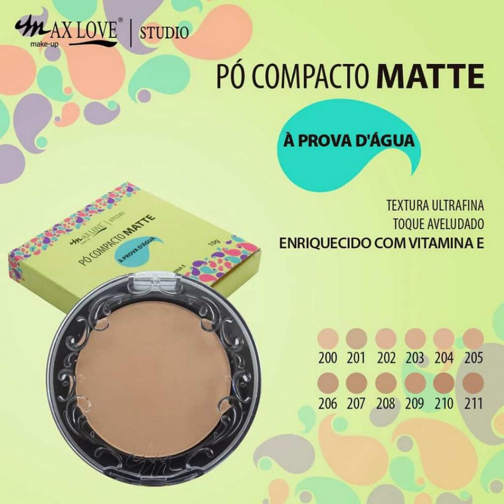 Pó Compacto Matte a Prova D Agua Max Love 10g Sovi Brasil