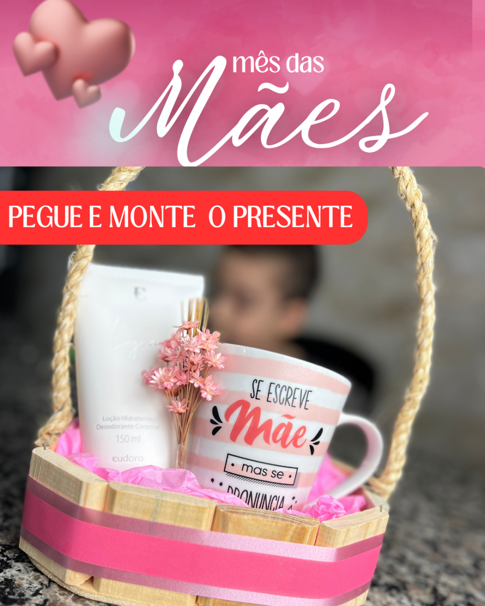 PRESENTE NA CESTA DIA DAS MÃES LYRA CANECA PORCELANA FOLHEADA