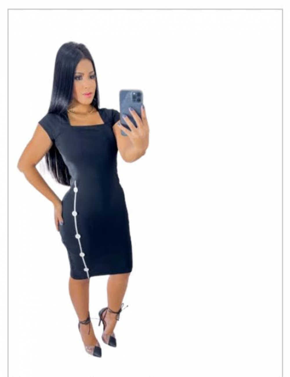 Vestido Modelo Tubinho Tecido Bengaline Preto VALGRAMUR Vestido Ou