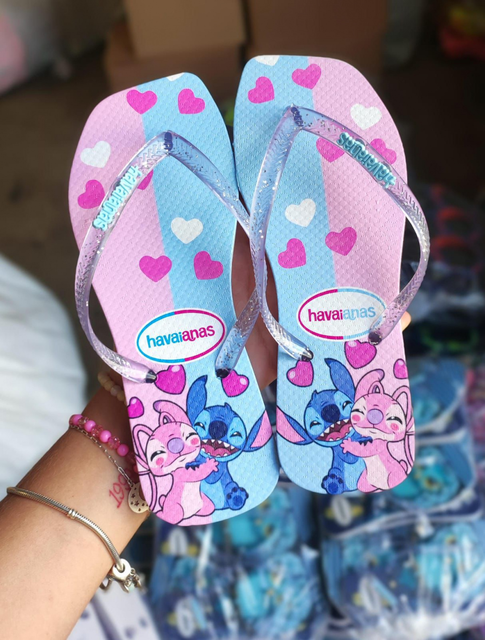 Havaianas Lilo Stitch Azul E Rosa Virtu Importss