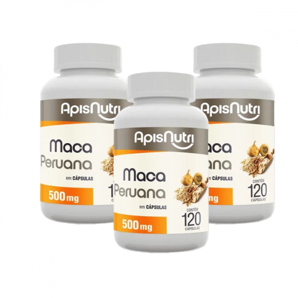 Kit Maca Peruana 500mg 120 Cáps ApisNutri Infinity Vitaminas e