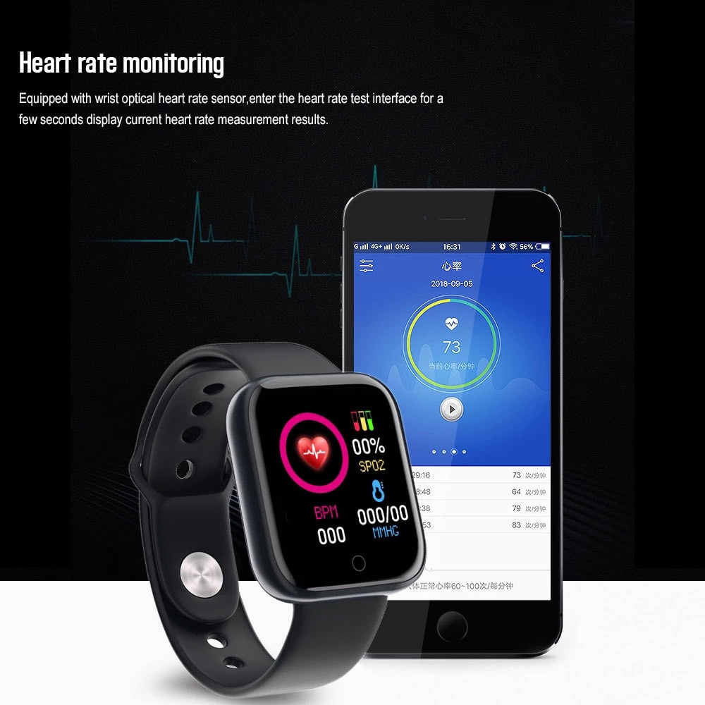 Relógios inteligentes D20 rastreador de fitness Bluetooth Smartwatch para  homen