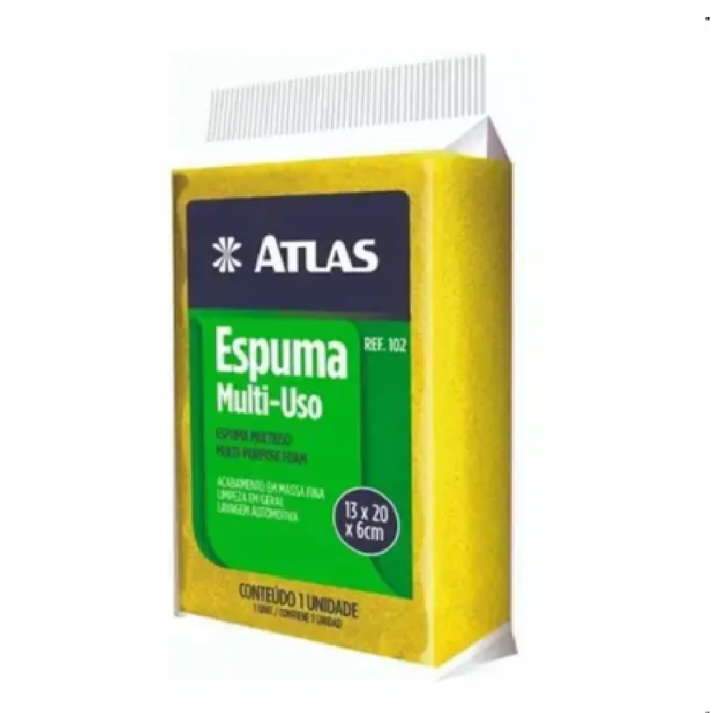 BLOCO ESPUMA AMARELA 6 X 13 X 20CM ATLAS ABRASTOL FERRAMENTAS Bloco espuma amarela 6 x 13 x 20cm atlas abrastol ferramentas