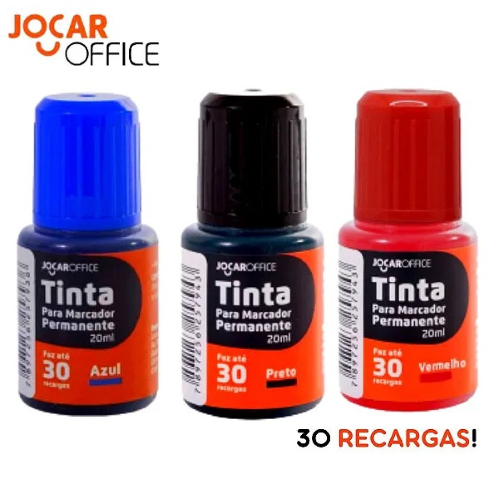 TINTA MARCADOR PERMANENTE 20ML - JOCAR OFFICE - AeG Papelaria