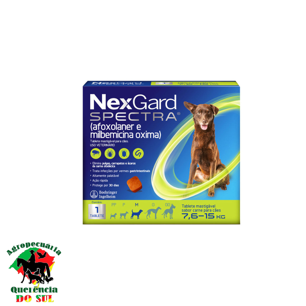 NexGard SPECTRA (afoxolaner e milbemicina oxima) M p/ Cães de 7,6-15kg ...