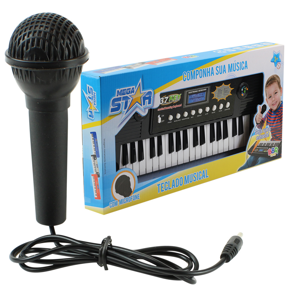 Teclado Infantil Custom Kids 44 Teclas Preto Com Microfone - King