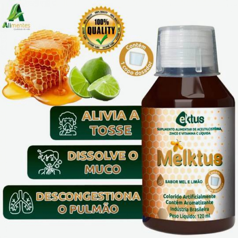 Melktus Mel com Limão Ektus Xarope Natural 120ml por frasco - Alimentes