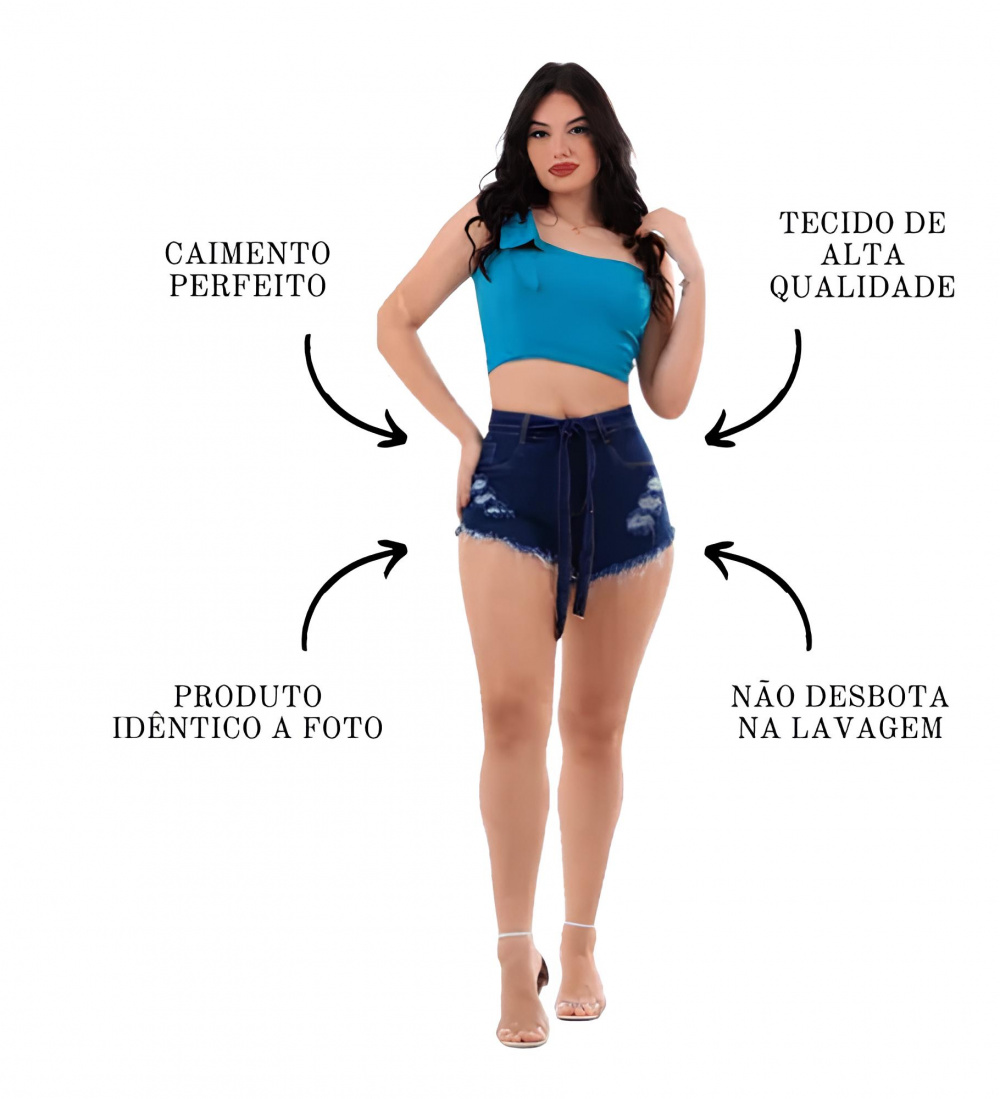 Short Jeans Feminino Cintura Alta Levanta Bumbum Com Lycra - Altara