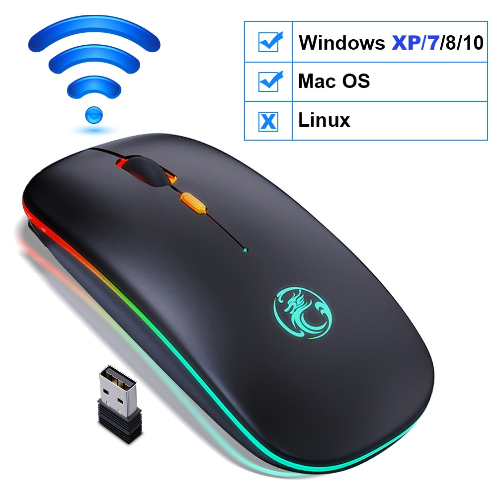 Rato sem fios,Rato Bluetooth,2.4GHz,Silencioso,Recarregável (Luz de  respiração de 4 cores,DPI ajustável,Modo sem fios + Bluetooth)