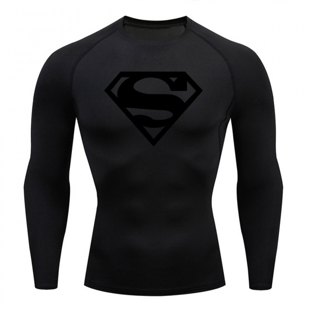 Camiseta Compressão Superman Masculina Atlética (P, Preto