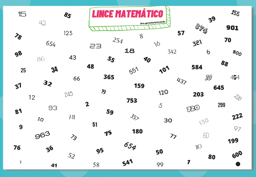 Jogo Matemático Lince Educativo para Crianças Ensino Fundamental