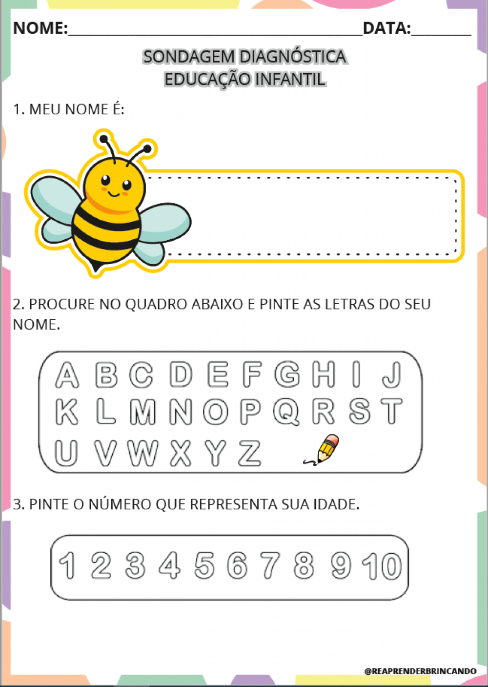 Kit Sondagem Diagnóstica PRÉ ao 5º ANO | PDF para Impressão - Aprender ...