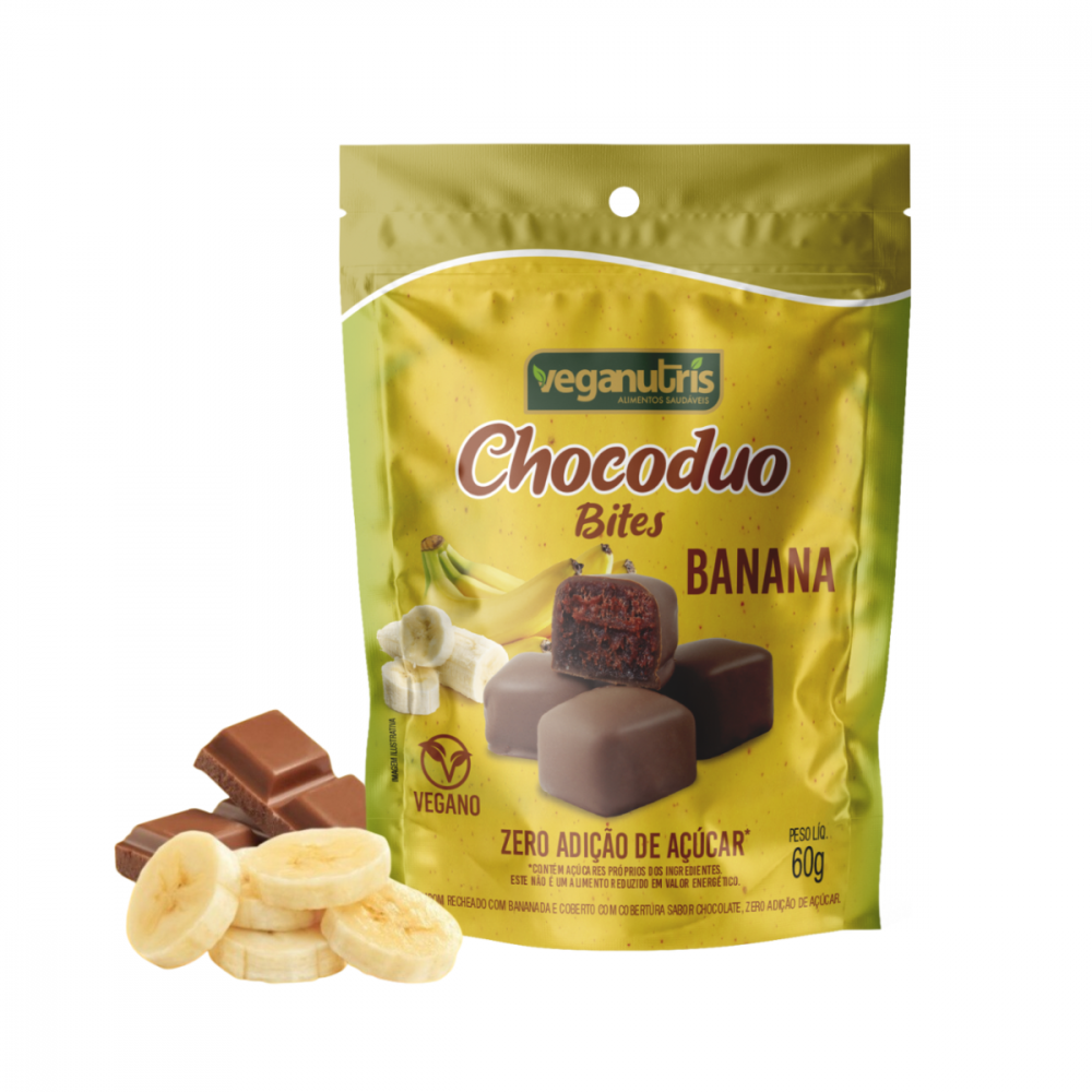 CHOCODUO BITES CHOCOLATE RECHEADO COM BANANADA VEGANUTRIS 60G