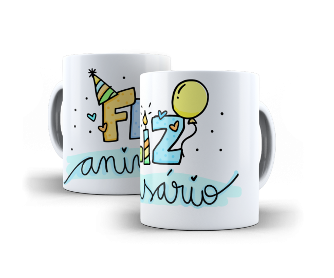 Caneca Feliz Aniversário Azul