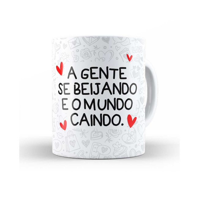 Caneca Flork a gente se beijando e o mundo caindo