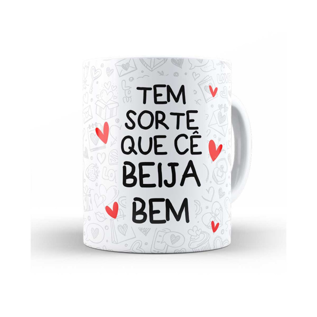 Caneca Flork tem sorte que cê beija bem