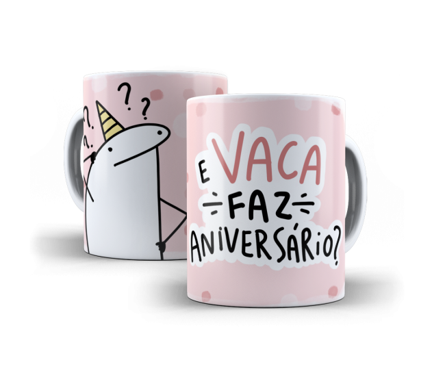 Caneca vaca faz aniversário