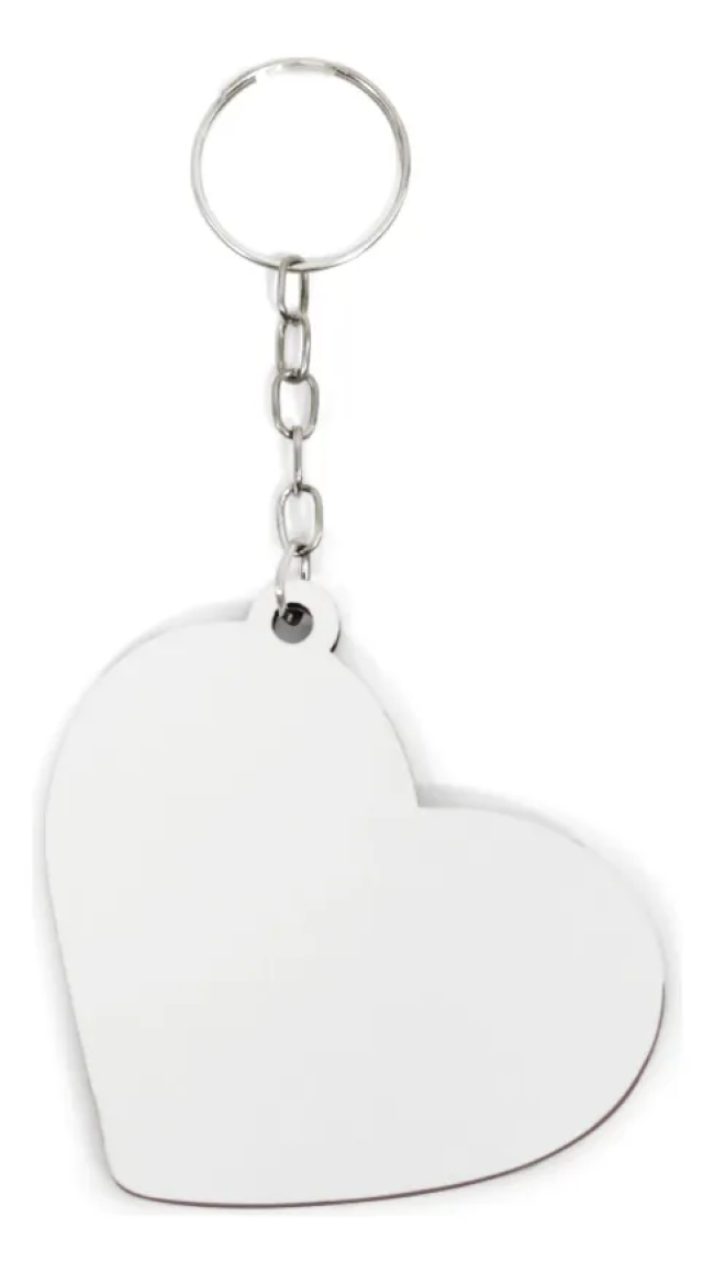 Chaveiro Mdf Coração Sublimável | 5x5cm | Pacote Com 10 Unid