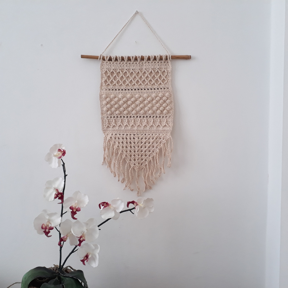 Painel Decorativo de Crochê - Boho Chic Natural - Artesane