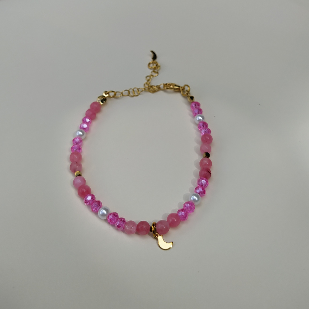 Pulseira de Contas Rosas