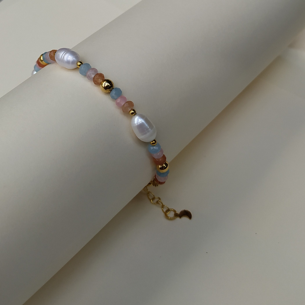 Pulseira Jade e Pérolas Naturais