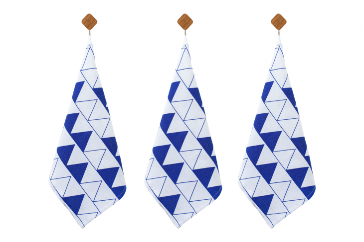 Jogo de Panos de Prato Estampados Minimalista Triângulos Blue - 03 peças