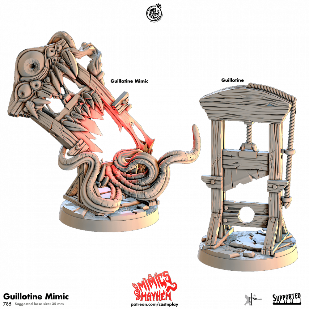 Mimics Mayhem - Guillotine Mimic - B3D RESINA - Miniaturas e Action Figure