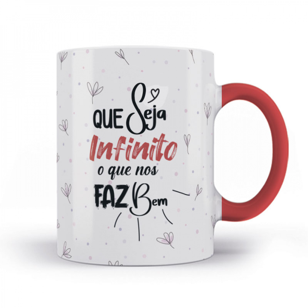 Caneca com Frase - Alça e Interior Vermelho - Bablu Personalizados