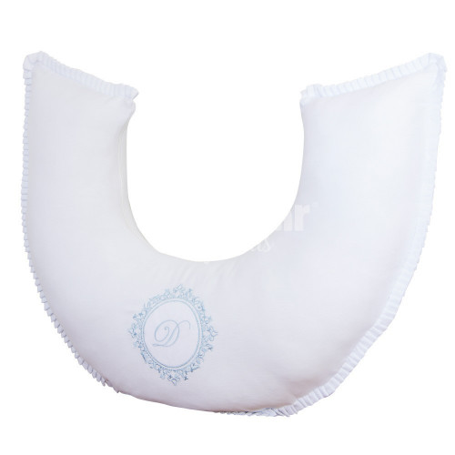 Almofada de Amamentação para Bebê Personalizado Marseille Branco / Azul Percal 300 Fios