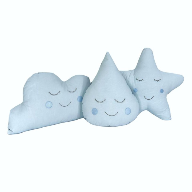 Almofada Estrela Bordada com Carinha Azul