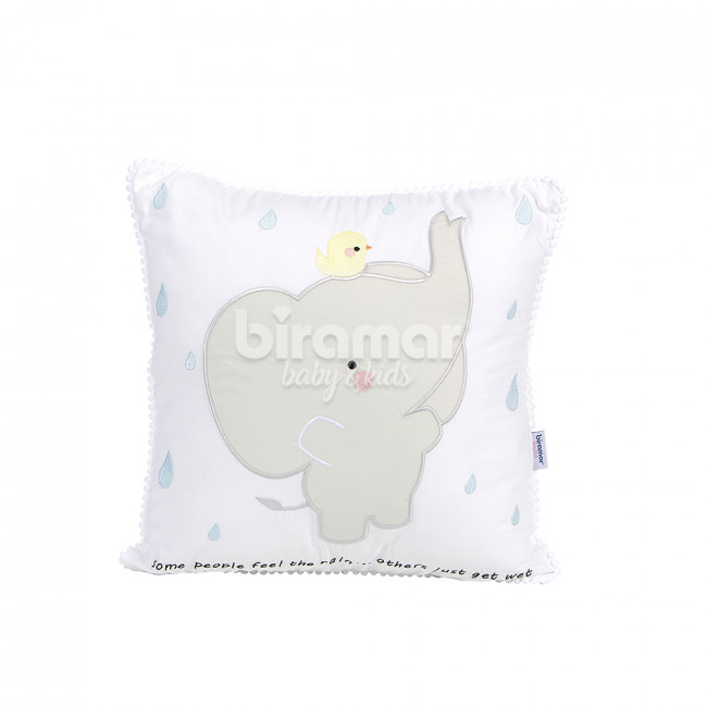 Almofada Mini Pompom Elefante Rain Branco / Cinza