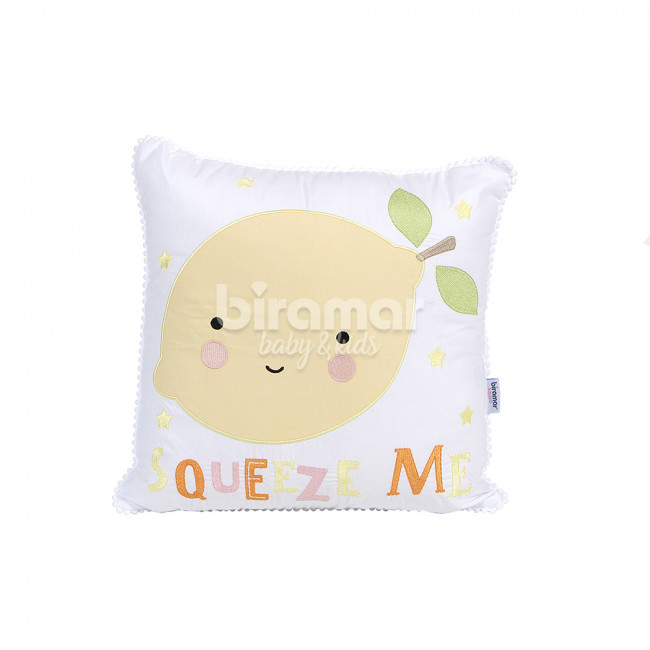 Almofada Mini Pompom Squeeze Me Branco / Amarelo