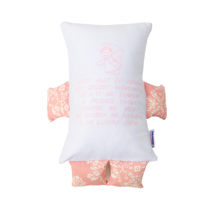 Almofada para Bebê Oração Anjo da Guarda Bracinho Jardim Secreto Rosa