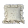Almofada Quadrada com Babado Benício Personalizada Linho Bege