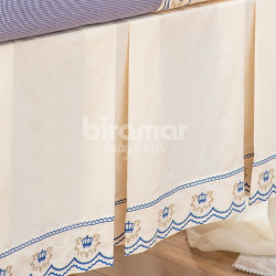 Babado de Berço Bordado Nuit Bege e Marinho