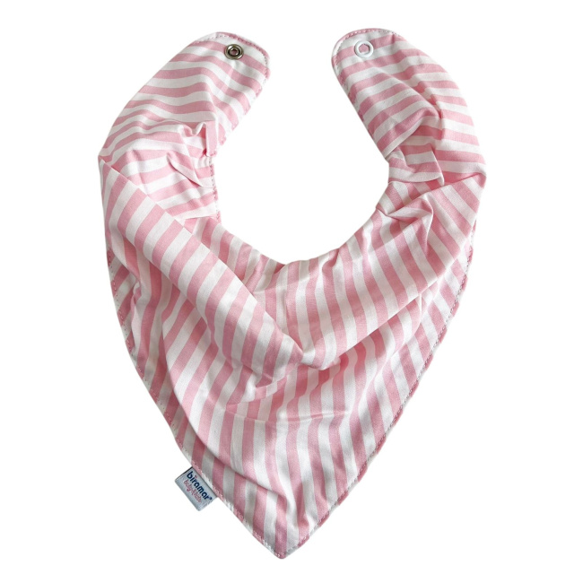 Babador Bandana para Bebê 100% Algodão Listrado Médio Rosa