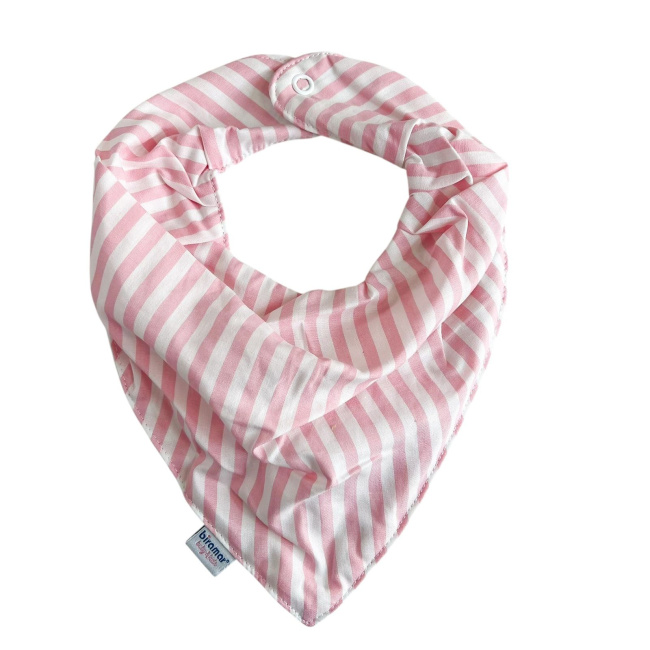 Babador Bandana para Bebê 100% Algodão Listrado Médio Rosa