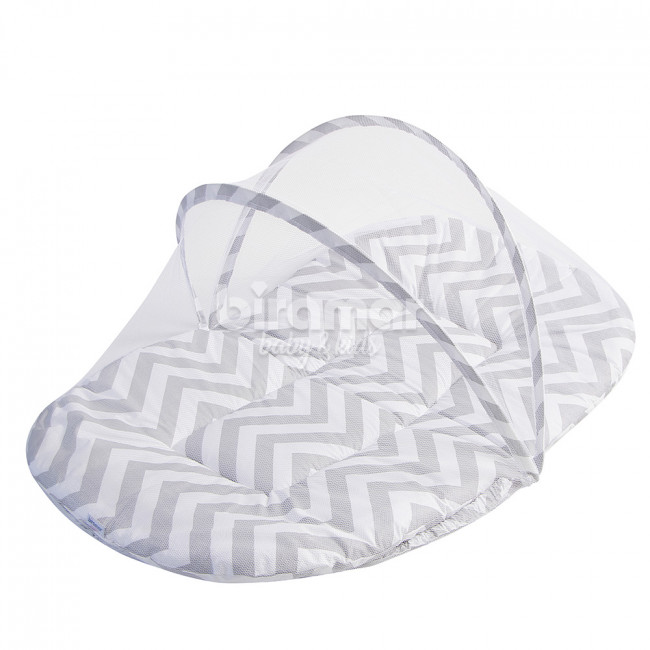 Bercinho Portátil com Mosquiteiro Chevron Cinza