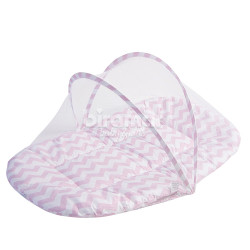 Bercinho Portátil com Mosquiteiro Soho Chevron Rosa