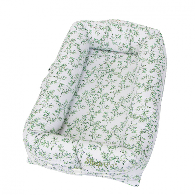 Bercinho Portátil Ninho para Bebê Sleep UM Benício Botanical Verde