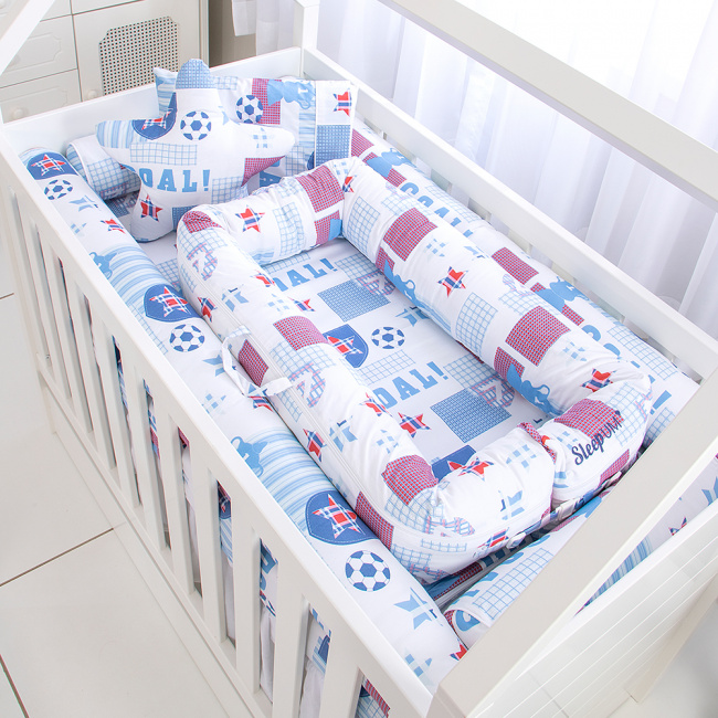 Bercinho Portátil Ninho para Bebê Sleep UM Goal Branco/Azul