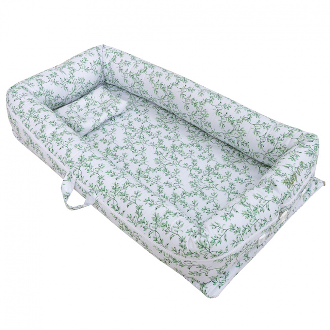 Bercinho Portátil Ninho para Bebê Sleep UM Master (1,00m x 60cm x 15cm) Benício Botanical Verde
