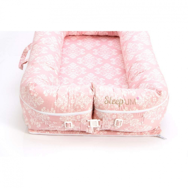 Bercinho Portátil Ninho para Bebê Sleep UM Master (1,00m x 60cm x 15cm) Jardim Secreto Arabesco Rosa