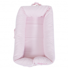 Bercinho Portátil Ninho para Bebê Sleep UM Master (1,00m x 60cm x 15cm) Listrado Rosa