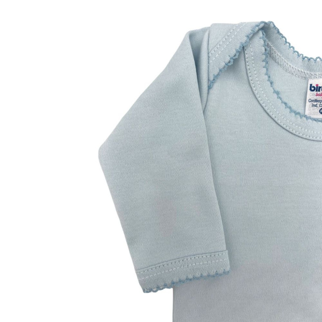 Body para Bebê Manga Longa P Suedine 100% Algodão Picô - Azul