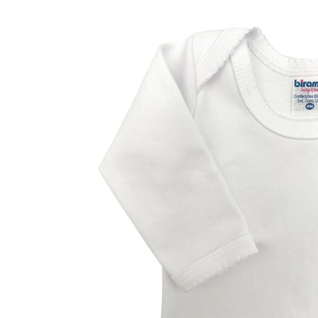 Body para Bebê Manga Longa P Suedine 100% Algodão Picô - Branco